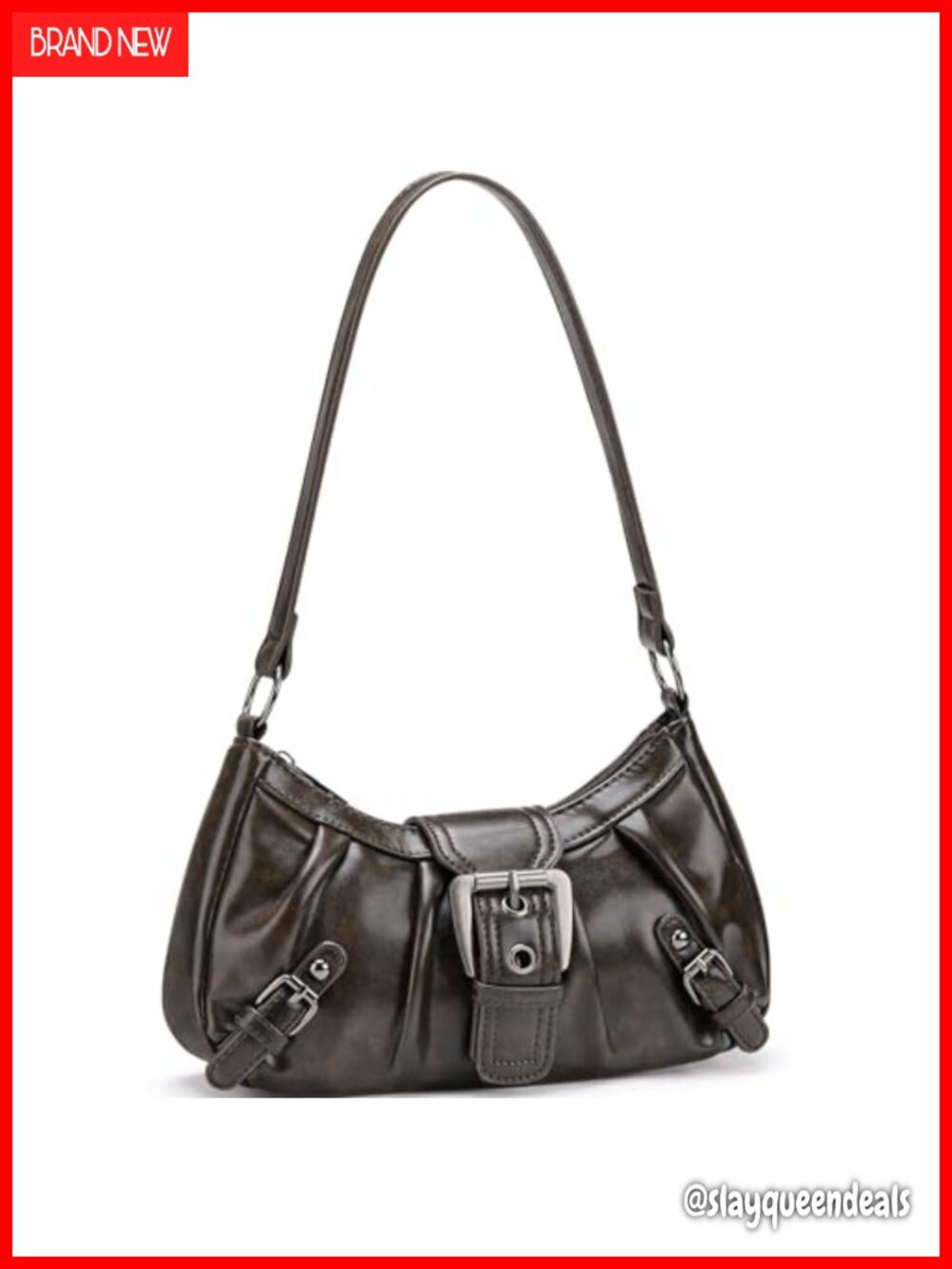 Vegan Leather Hobo Shoulder Bag Tote Purse with Zipper Pockets